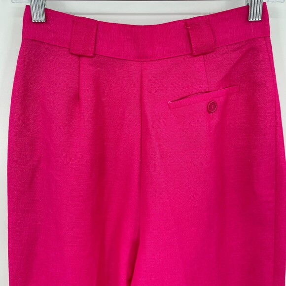 GIORGIO SANT'ANGELO VTG Pink High Rise Pleated Linen Blend Trouser Pants Size 6 - Picture 4 of 6